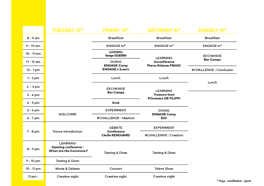 Programme Days 7 anglais